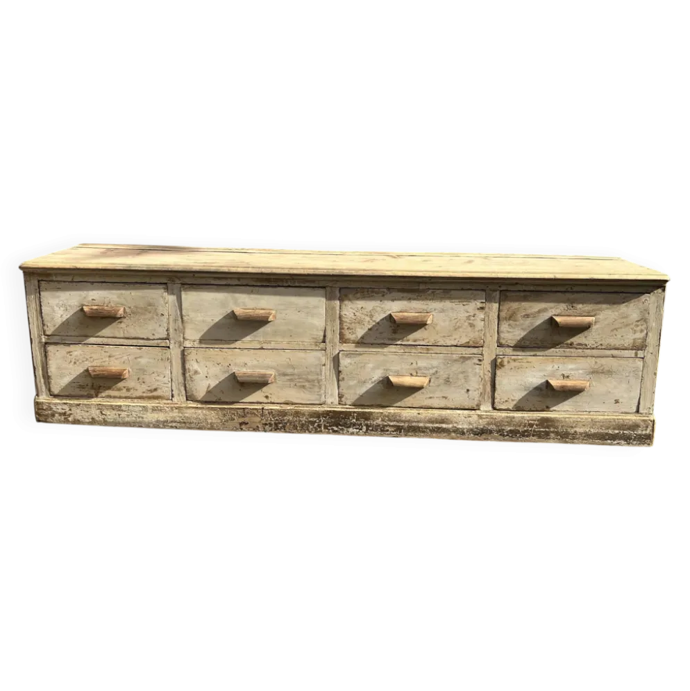 Très beau meuble de métier de magasin ancien avec 8 tiroirs