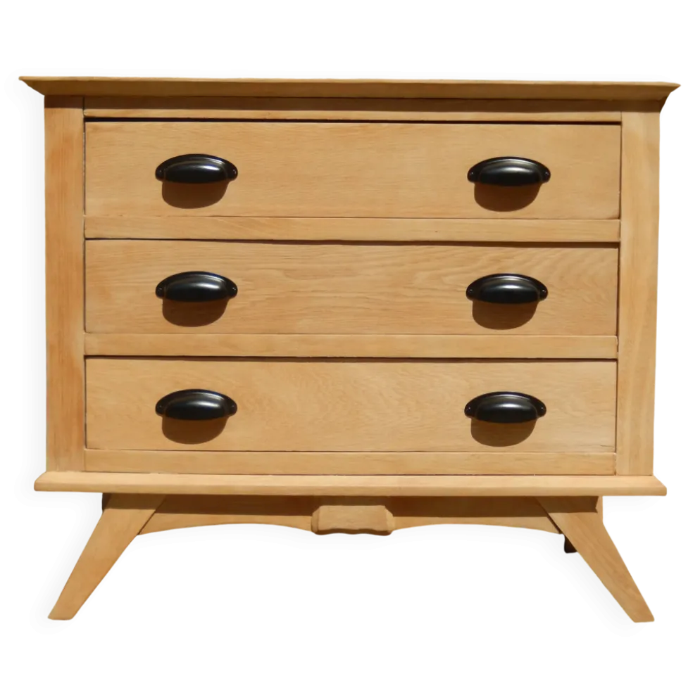 Très charmante petite commode en chêne à pieds compas style scandinave