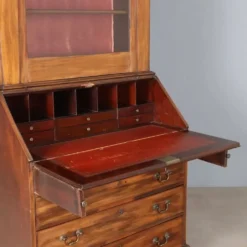 Trumeau ancien en acajou et cuir, Royaume-Uni, XIXe siècle