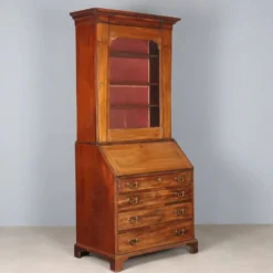 Trumeau ancien en acajou et cuir, Royaume-Uni, XIXe siècle