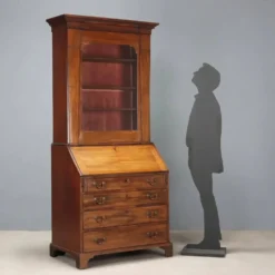 Trumeau ancien en acajou et cuir, Royaume-Uni, XIXe siècle