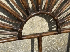 Tête de lit bambou rotin vintage queue de paon années 60