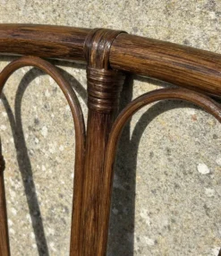 Tête de lit bambou rotin vintage queue de paon années 60