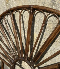 Tête de lit bambou rotin vintage queue de paon années 60