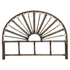 Tête de lit bambou rotin vintage queue de paon années 60