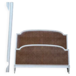 Tête de lit double – Style Louis XVI – Bois laqué & Cannage rotin