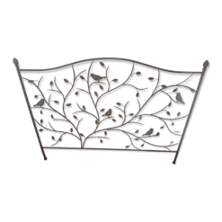 Tête de lit romantique "oiseaux" en métal inoxydable gris