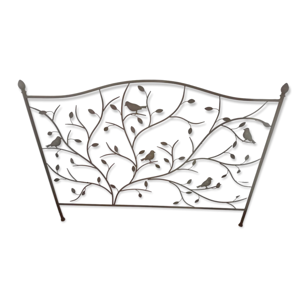 Tête de lit romantique "oiseaux" en métal inoxydable gris
