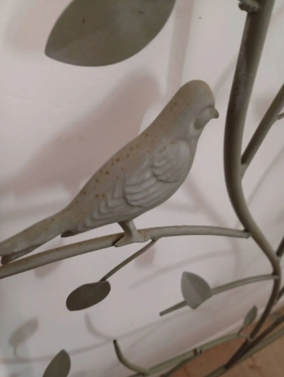 Tête de lit romantique "oiseaux" en métal inoxydable gris