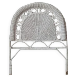 Tête de lit vintage en osier et rotin, meuble peacock ancien pour chambre à coucher