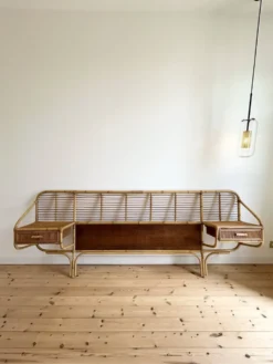 Tête de lit vintage en rotin