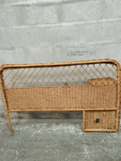 Tête de lit vintage en rotin années 50