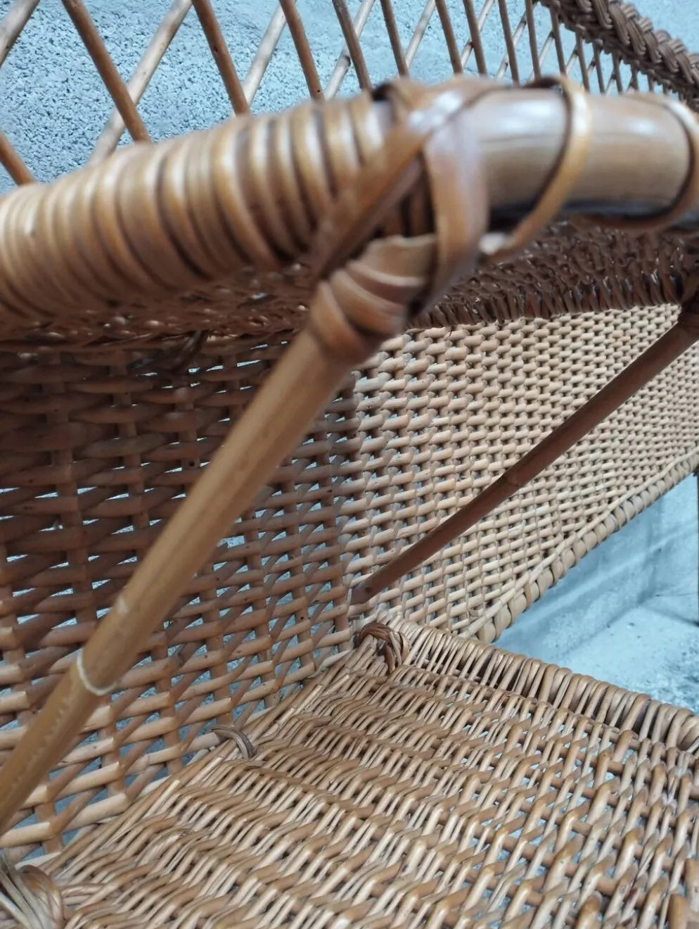 Tête de lit vintage en rotin années 50