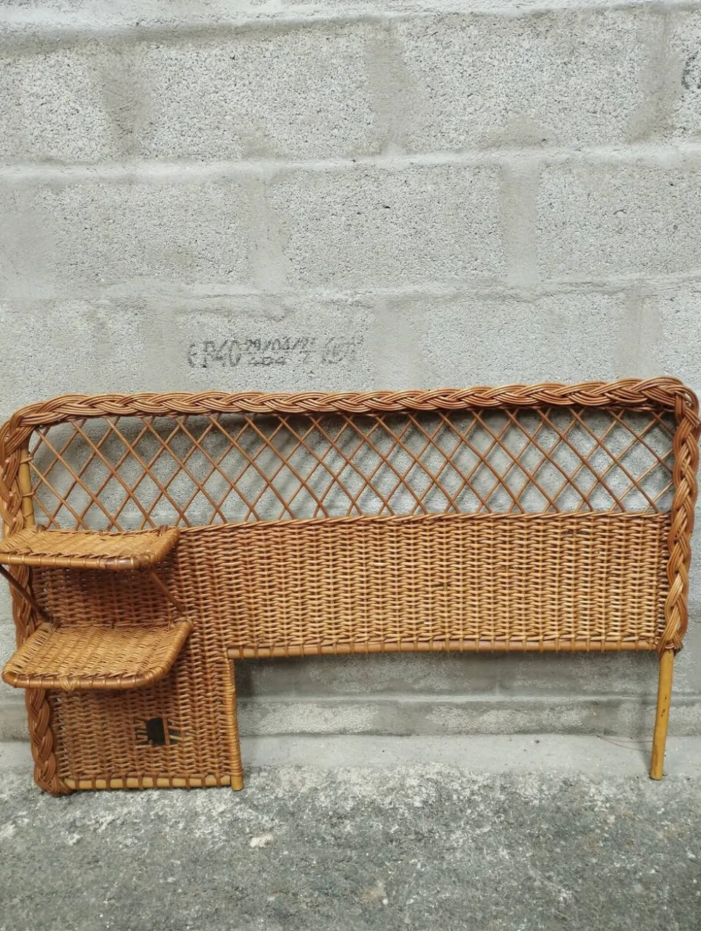 Tête de lit vintage en rotin années 50
