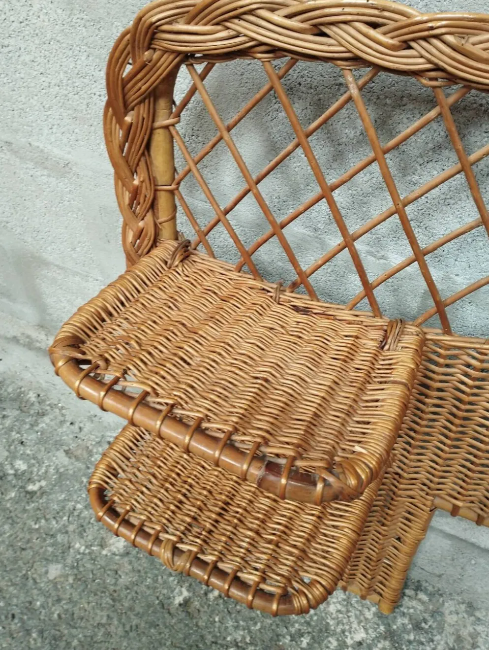 Tête de lit vintage en rotin années 50