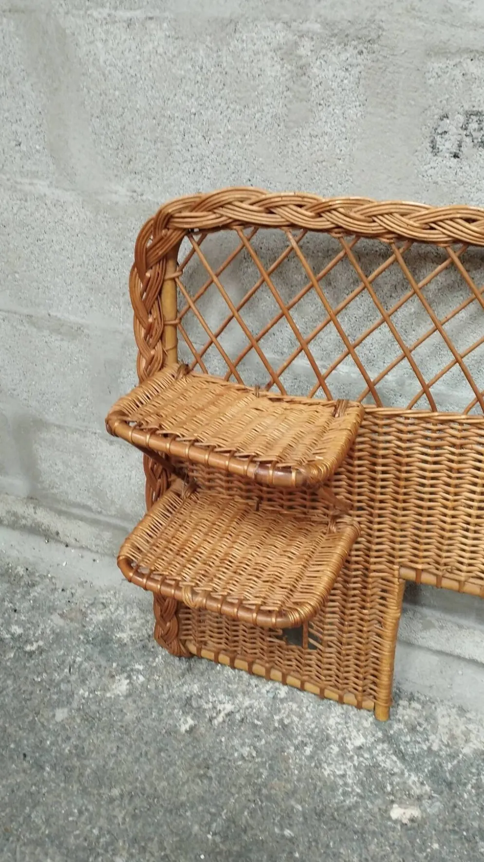 Tête de lit vintage en rotin années 50