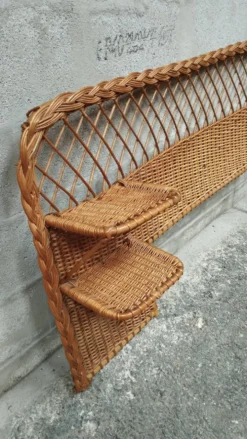 Tête de lit vintage en rotin années 50