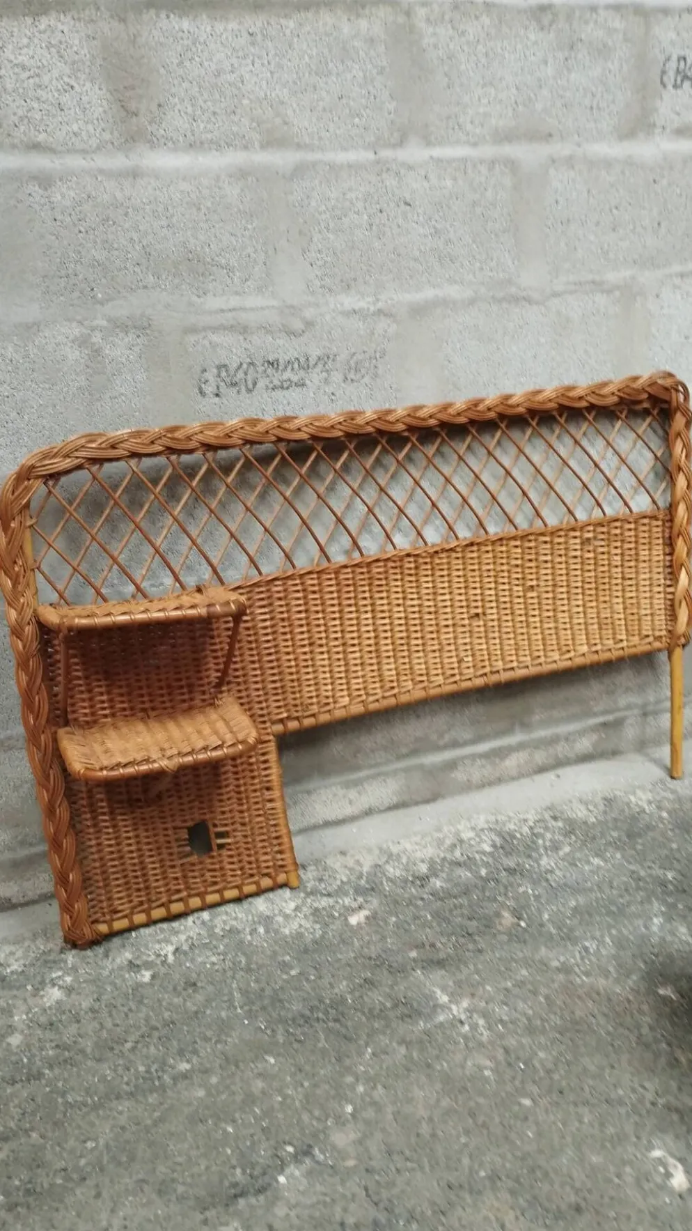 Tête de lit vintage en rotin années 50