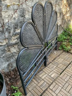 Tête de lit vintage en rotin noir 142cm