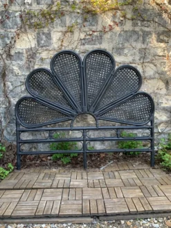 Tête de lit vintage en rotin noir 142cm