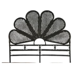 Tête de lit vintage en rotin noir 142cm