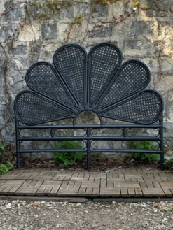 Tête de lit vintage en rotin noir 142cm