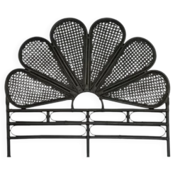 Tête de lit vintage en rotin noir 142cm