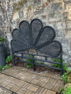 Tête de lit vintage en rotin noir 142cm