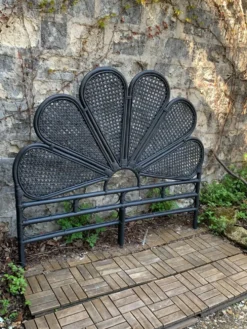 Tête de lit vintage en rotin noir 142cm