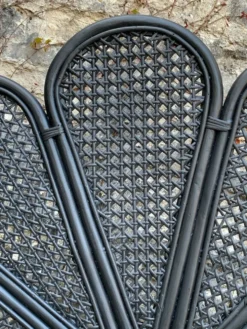 Tête de lit vintage en rotin noir 142cm