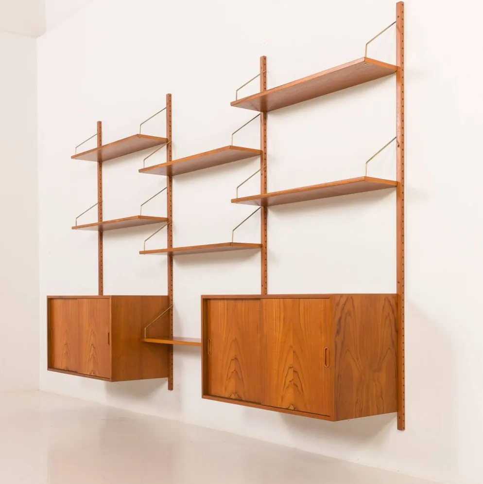 Unité murale en teck Hansen et Guldborg, mobilier HG, années 1960.