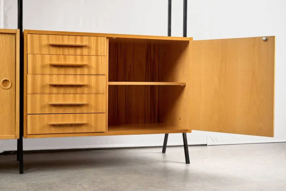 Unité murale modulaire vintage, années 1960, Tchécoslovaquie