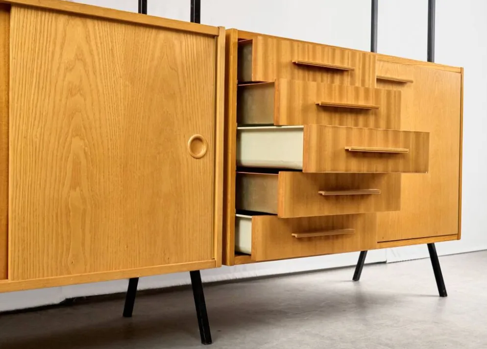 Unité murale modulaire vintage, années 1960, Tchécoslovaquie