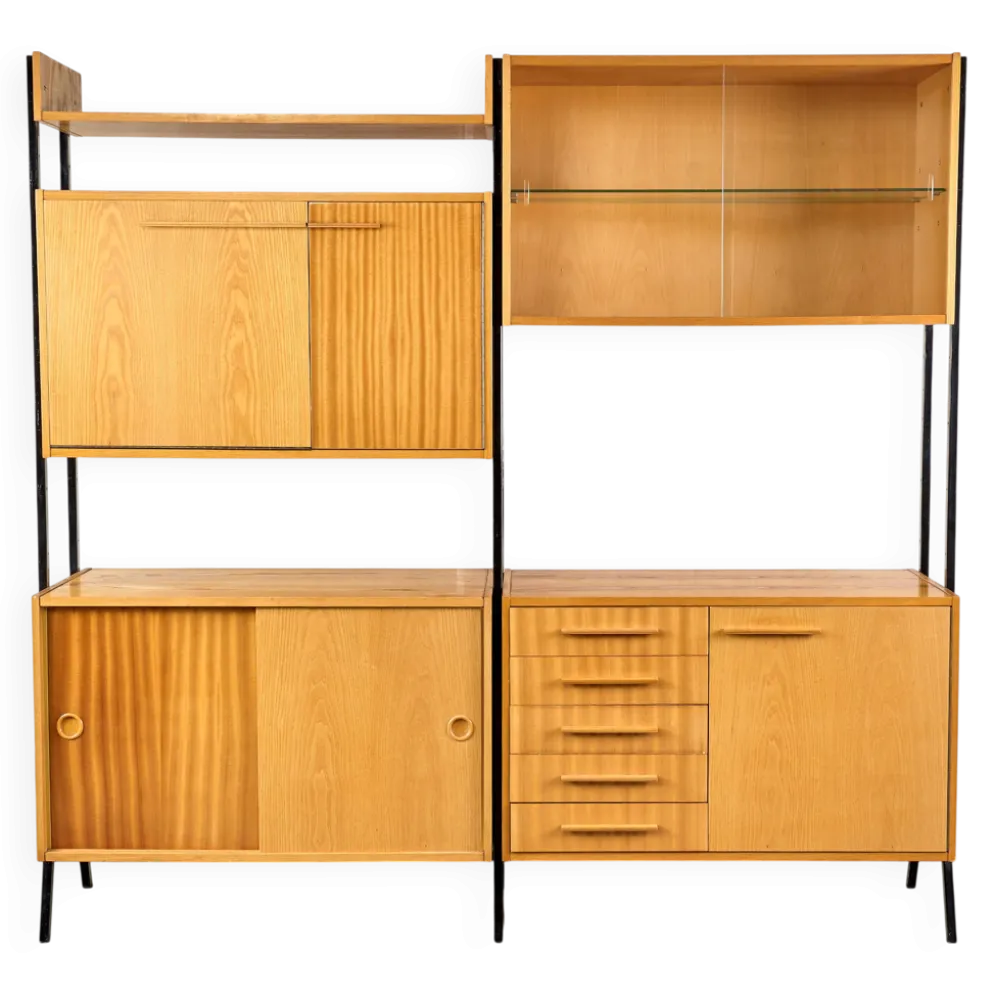 Unité murale modulaire vintage, années 1960, Tchécoslovaquie