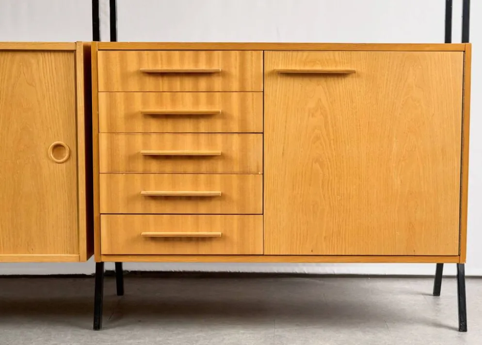 Unité murale modulaire vintage, années 1960, Tchécoslovaquie