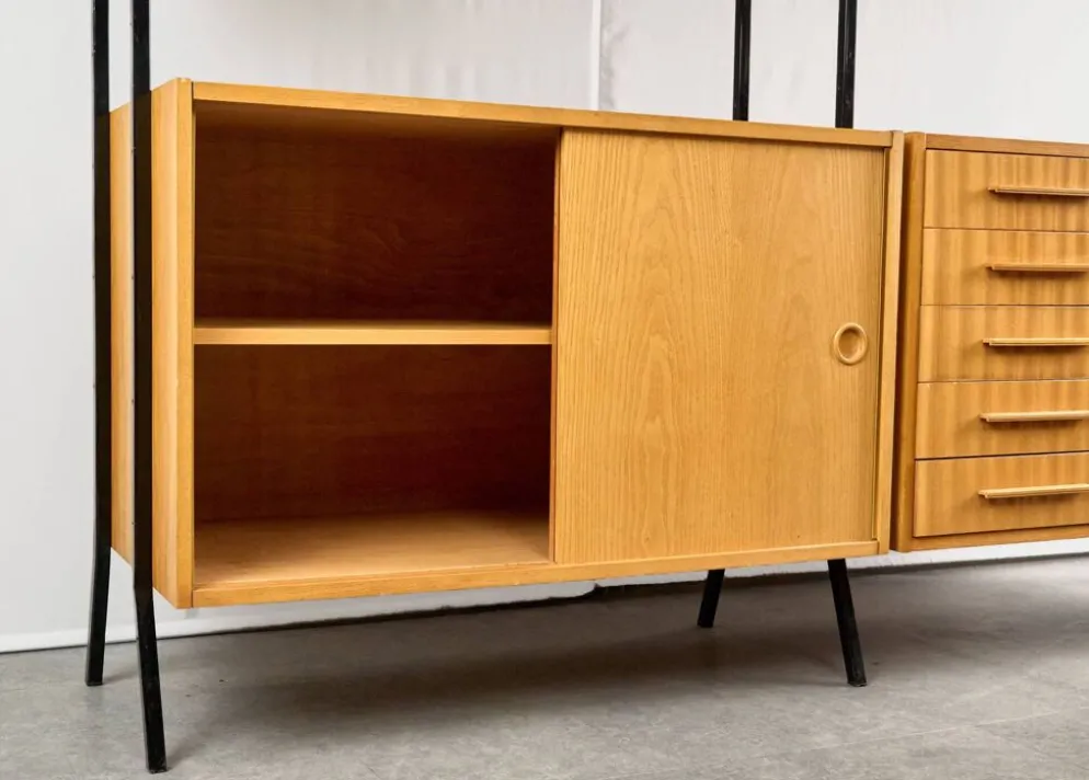 Unité murale modulaire vintage, années 1960, Tchécoslovaquie