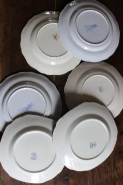 Un lot 6 assiettes plates paires Sarreguemines Lunéville Fleurs Bleu