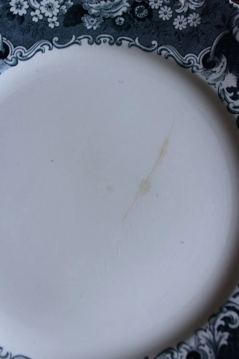 Un lot 6 assiettes plates paires Sarreguemines Lunéville Fleurs Bleu