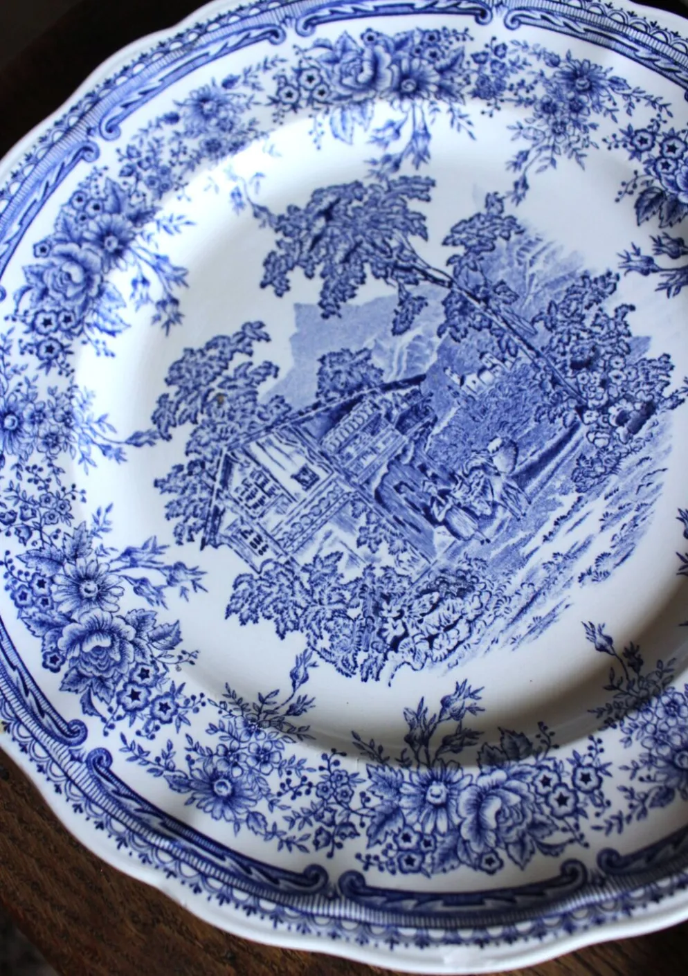 Un lot 6 assiettes plates paires Sarreguemines Lunéville Fleurs Bleu