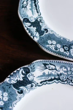 Un lot 6 assiettes plates paires Sarreguemines Lunéville Fleurs Bleu