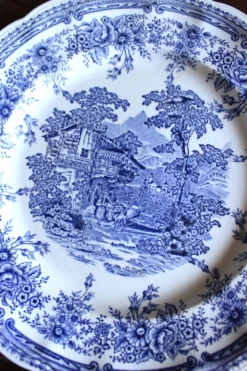 Un lot 6 assiettes plates paires Sarreguemines Lunéville Fleurs Bleu
