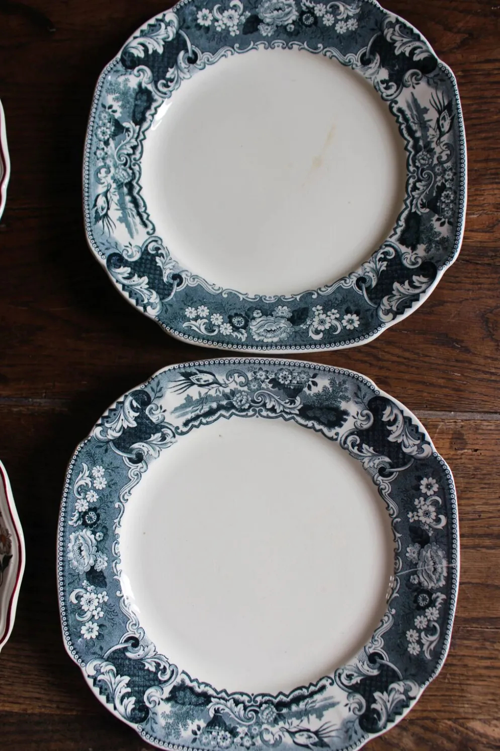 Un lot 6 assiettes plates paires Sarreguemines Lunéville Fleurs Bleu