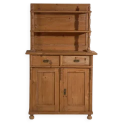 Vaisselier ancien en pin – Meuble rustique européen avec étagères – circa 1940