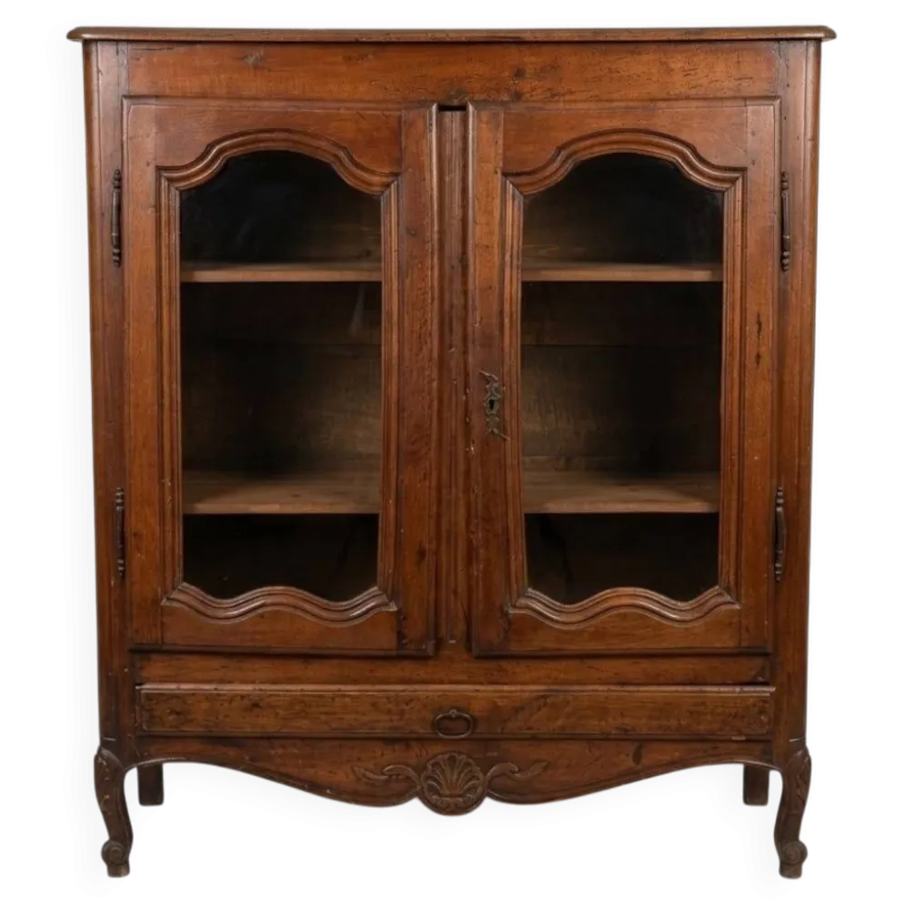 Vaisselier / Argentier Vitrine style Louis XV - meuble ancien bois massif