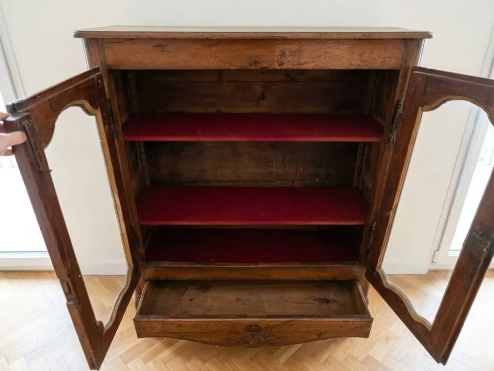 Vaisselier / Argentier Vitrine style Louis XV - meuble ancien bois massif