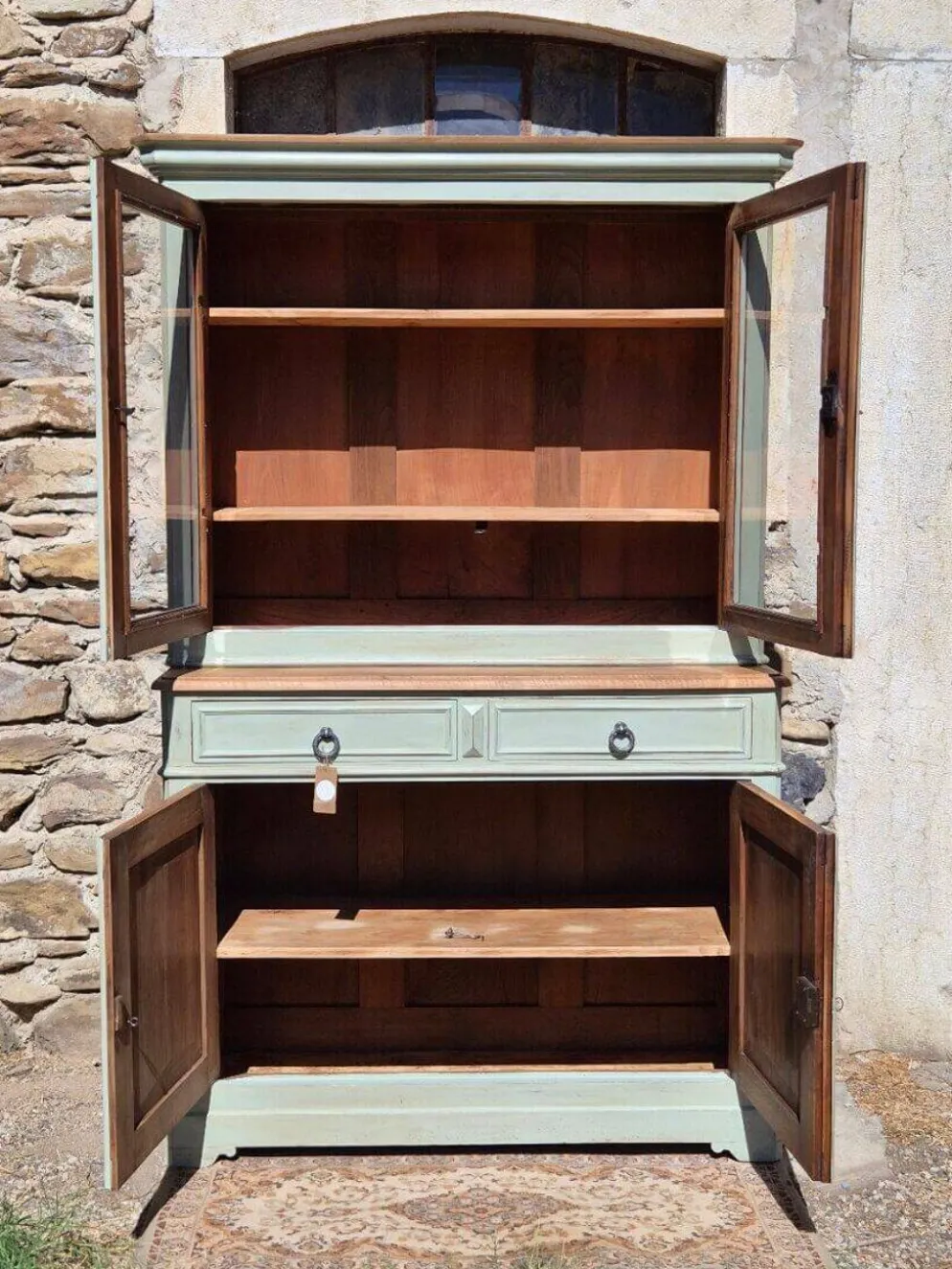 Vaisselier / buffet 2 corps vitré ancien rénové | Basile