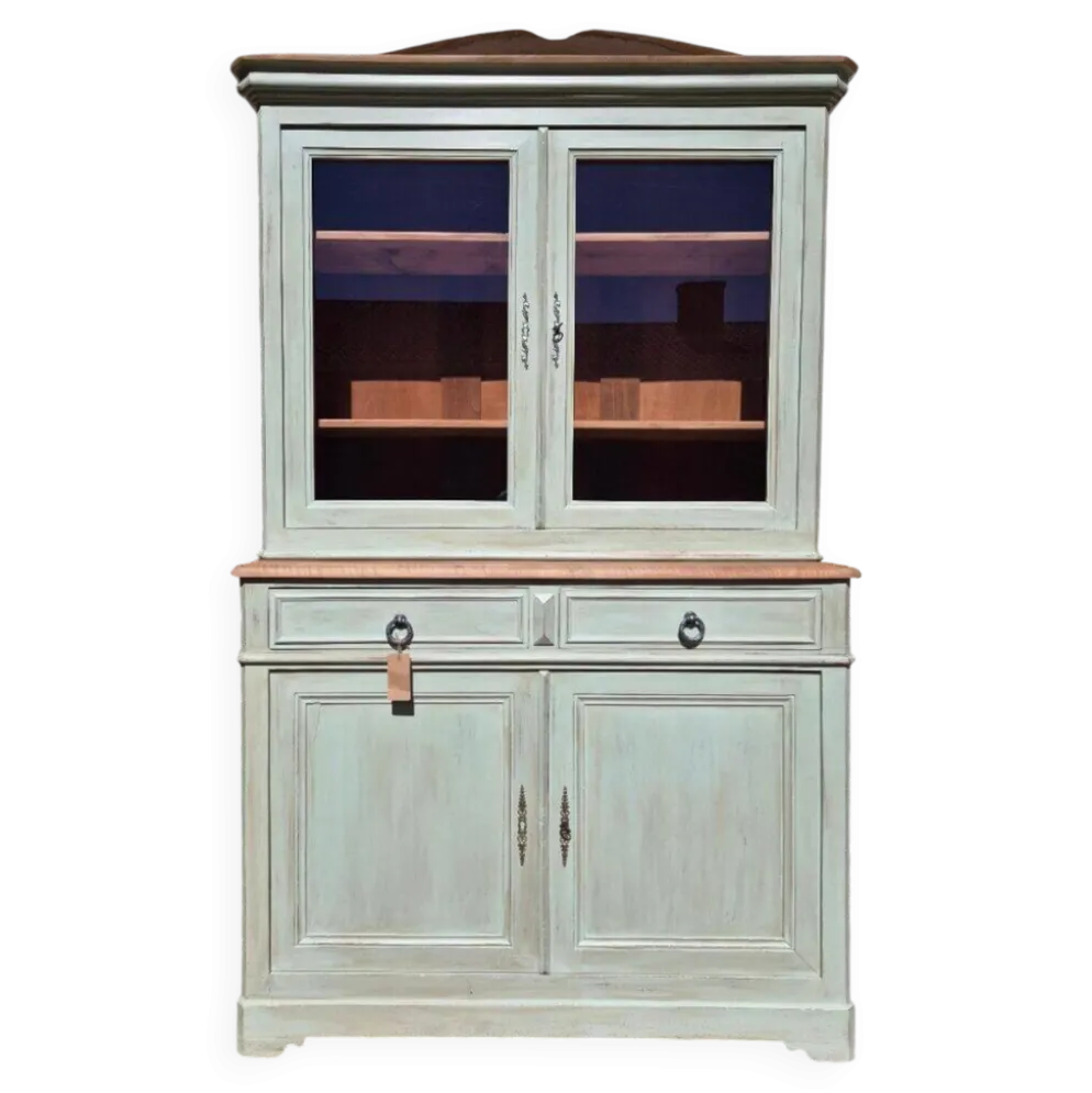 Vaisselier / buffet 2 corps vitré ancien rénové | Basile