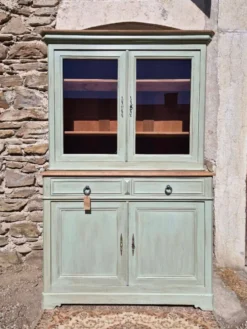 Vaisselier / buffet 2 corps vitré ancien rénové | Basile