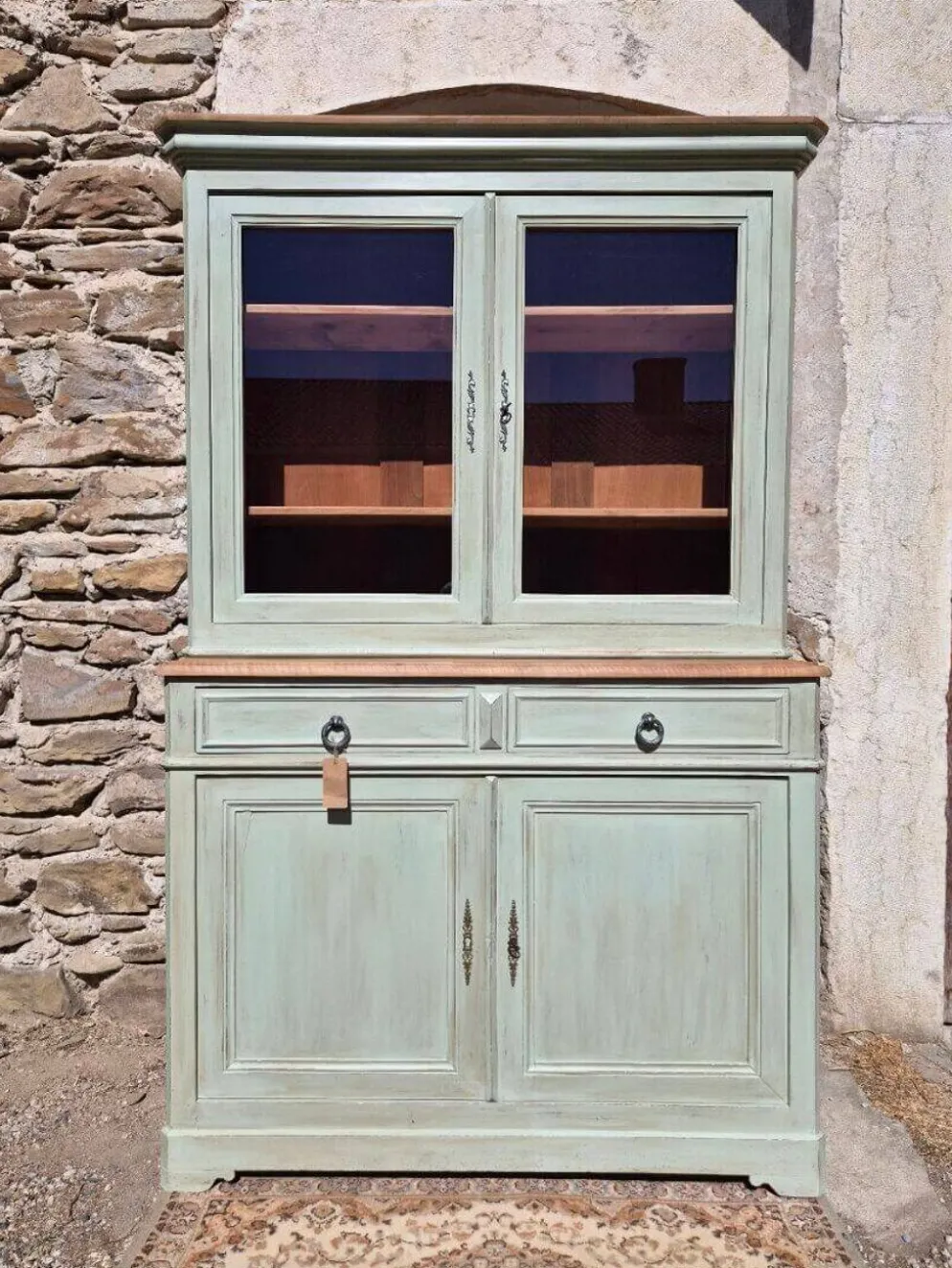 Vaisselier / buffet 2 corps vitré ancien rénové | Basile