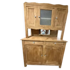 Vaisselier en chêne massif rénové – buffet ancien campagne chic – vitr